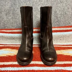 Vintage J.Crew Womens Dark Brown Leather Mid Calf Pull On Boots